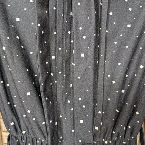 VINTAGE Strait Lane Black Polka Dot Midi Dress with Belt Size 12 - Picture 6 of 14